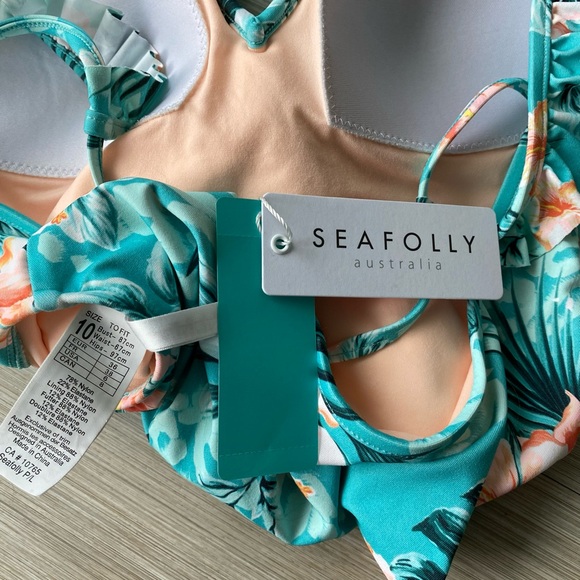 Seafolly Australia floral V neck swim suit NWT - Picture 9 of 9